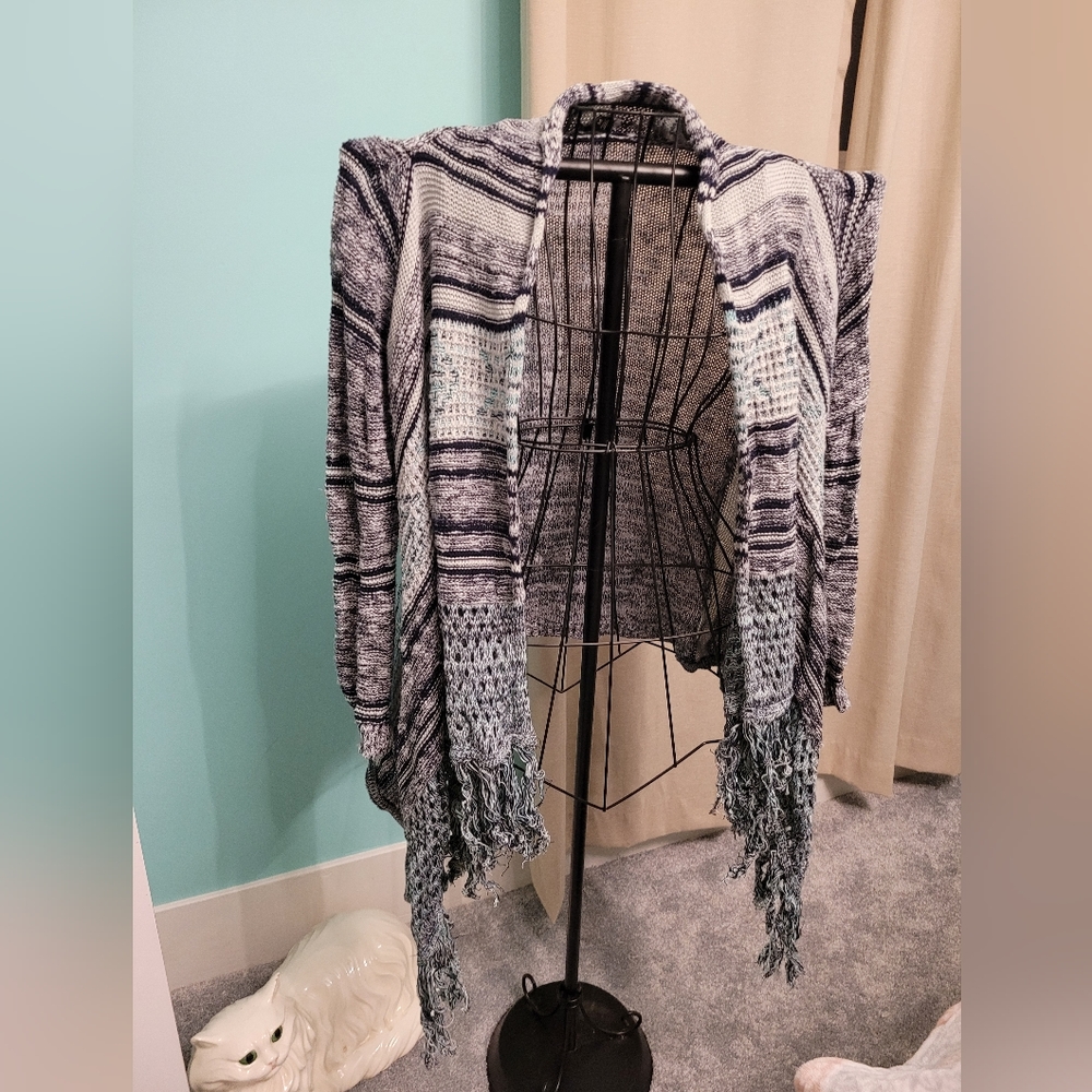 Jessica Simpson Women's cardigan medium , black, gray & light blue